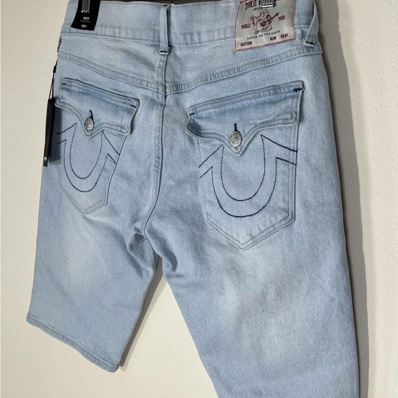 TRUE RELIGION Rocco Jean Shorts Men's Sz 31 Light Wash Relaxed Skinny Flap New - Picture 5 of 9